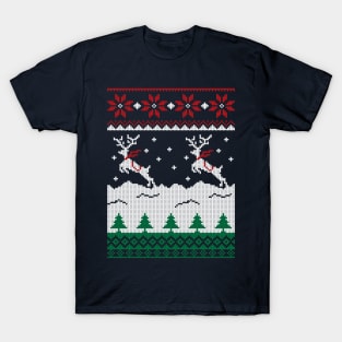 Jumping Deer Christmas Ugly T-Shirt